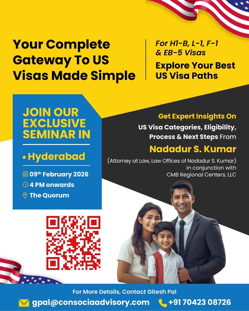 అమెరికా గ్రీన్ కార్డుకు సువర్ణావకాశం: హైదరాబాద్‌లో ఈబీ-5 వీసాపై ప్రత్యేక సెమినార్
